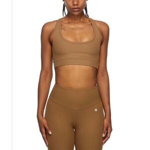 Anine Bing Sport Blake Bra Tobacco Brown Ribbed Cross Back Sports Bra M